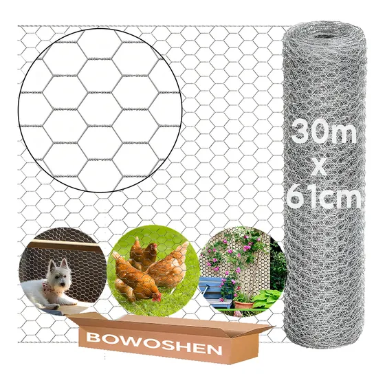 Malla Bowoshen ciclónica hexagonal 30m malla de acero galvanizado color plateado