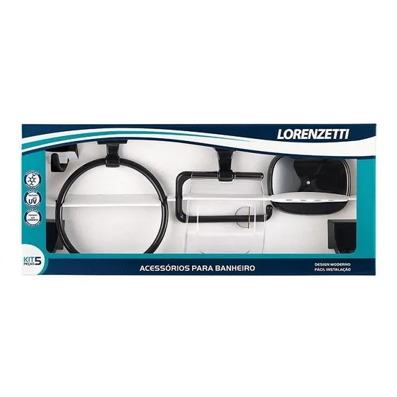 Kit De Acessórios Plásticos Lorenzetti Attic Quadra 2000 F24 Preto