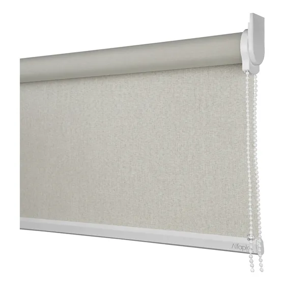 Cortina Rolo Blackout Medida L 1,80 X A 1,50 Blecaute Roller Cor Linho Natural Acabamento Branco