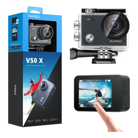 Câmera Ação Akaso V50x 4k Native Com Tela Touch E Eis Preto