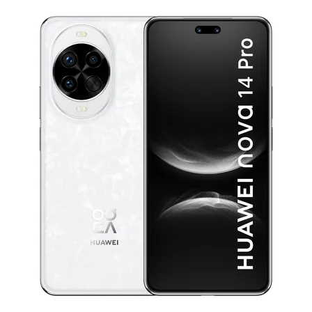 Celular HUAWEI nova 14 Pro 12+512GB, Smartphone con Cámara Selfie Dual para retratos de 50 MP, Gestos en el aire con IA, Retoque con IA, Supercharge Turbo de 100 W, Gran Batería de 5500 mAh, Blanco