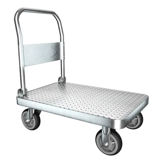 Carro De Carga Plegable Acero Yegua 300kg 4 Ruedas Multiuso Plateado