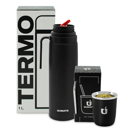 Set Sumate Termo Acero Inoxidable 1 L Pico Cebador + Mate