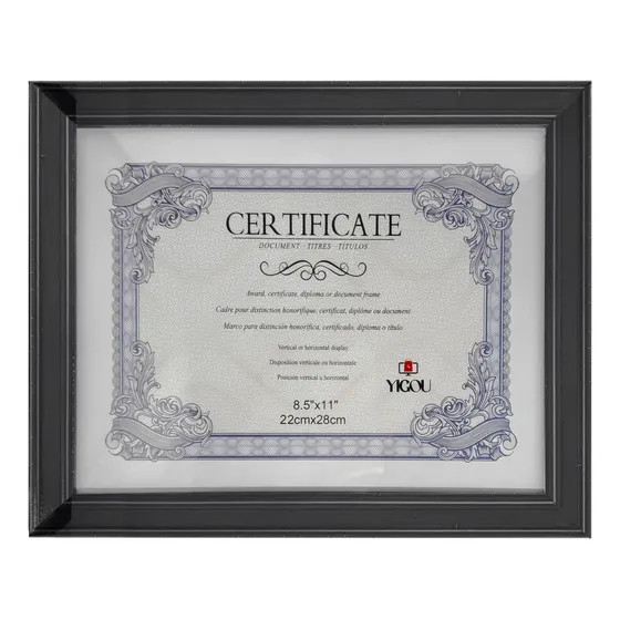 Marco Para Certificado Documento Diploma Cuadro 22x28 Cm Color Negro
