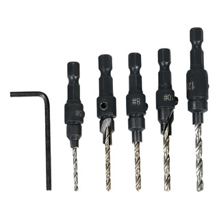 Juego De 5 Brocas Avellanadas Hss 1/4 Hex K Para Carpintería Juego De 5 Brocas Avellanadas Hss 1/4 Hex K Para Carpintería