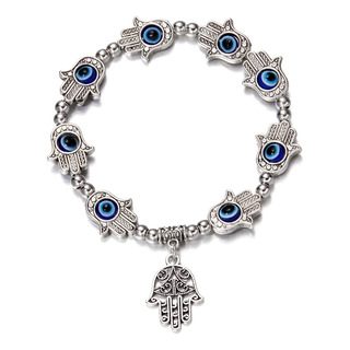 Pulsera Fátima Ojo Turco Para Mujer Inoxidable Plata Pulsera Fátima Ojo Turco Para Mujer Inoxidable Plata