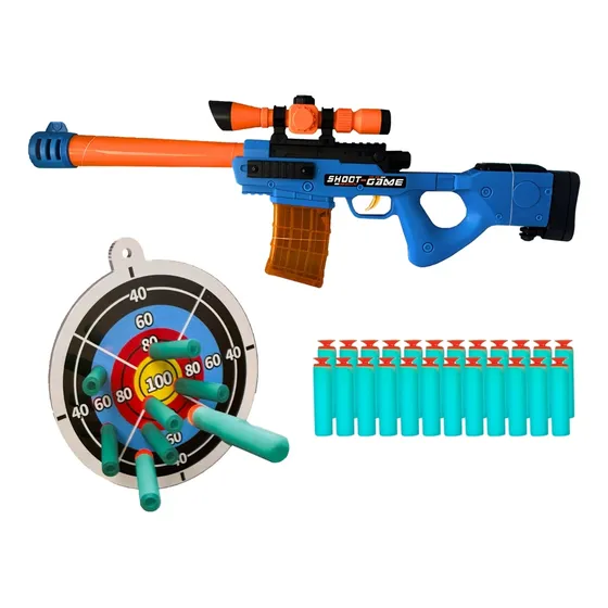 Lançador De Dardos Grande Estilo Nerf Com 24 Dardos E Alvo