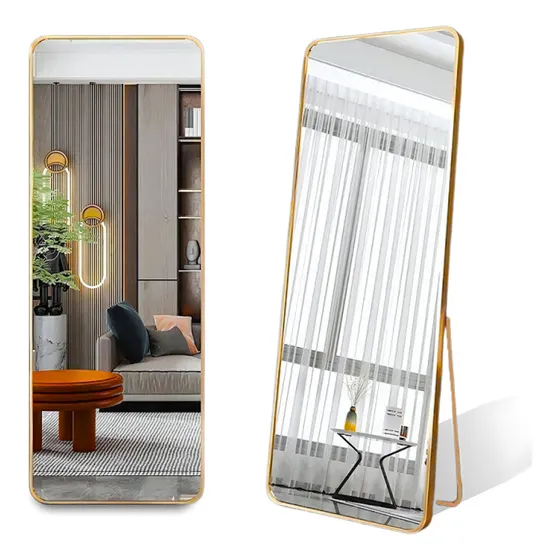 Espelho Grande Corpo Inteiro Chão Ou Parede Decoração Quarto Moldura Gold