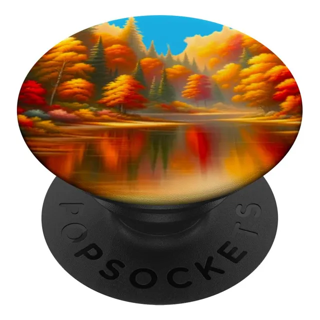 Serenidad Otoñal Un Lago Colorido Vibrante Otoño Popsockets