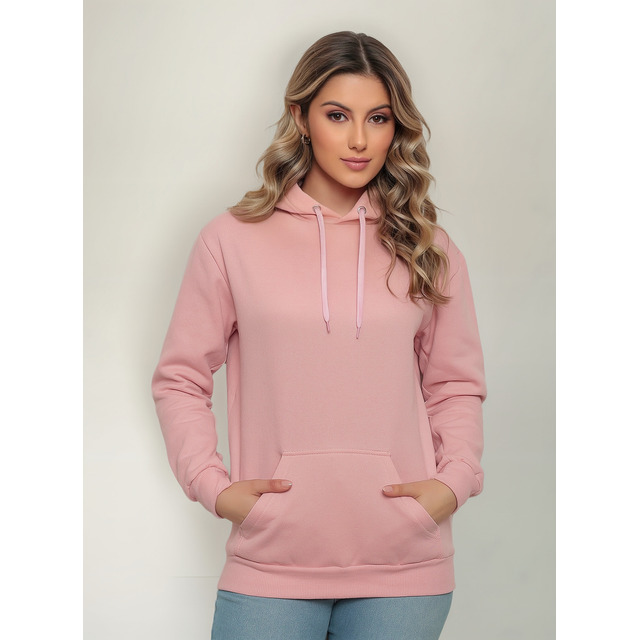 Moletom Liso Flanelado Feminino Blusa De Frio Canguru Moletom Liso Flanelado Feminino Blusa De Frio Canguru