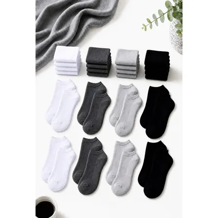 Kit 12 Pares Meia Soquete Cano Curto Confortavel Premium Sortidas Liso 38-43