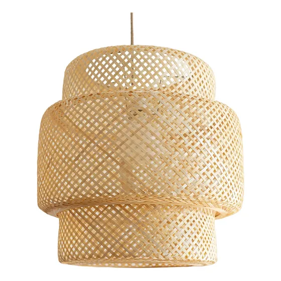 Lampara Colgante Rustica Luces Led Mimbre Canasto Bambu