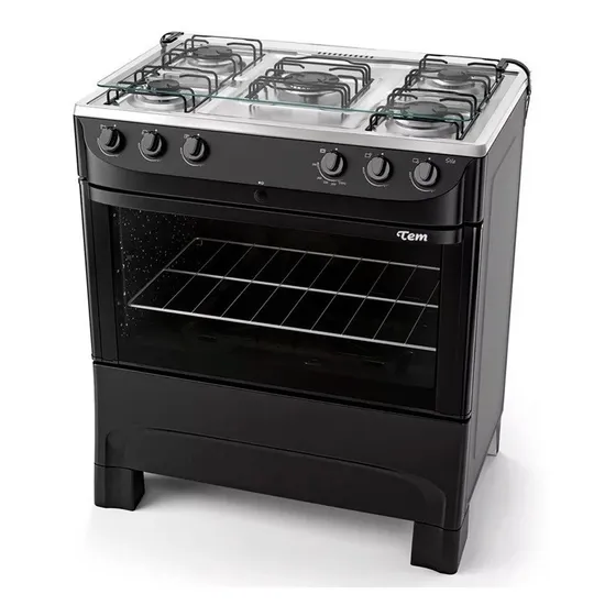 Cocina Tem Mastercook glp color negro con puerta con visor