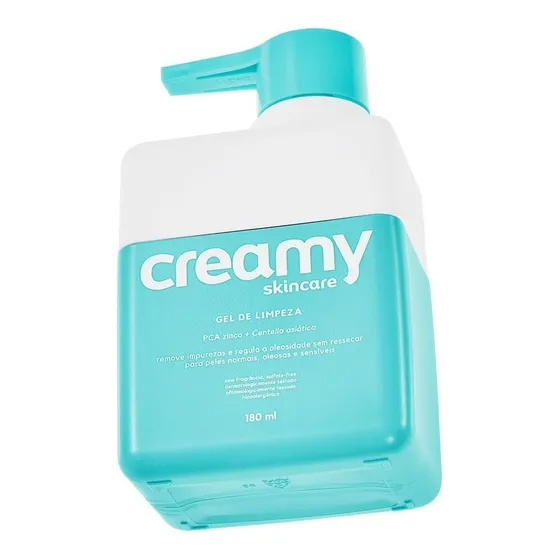 Creamy Skincare Gel de Limpeza 180ml | Limpa Profundamente Sem Fragrância e Livre de Sulfatos Remove Impurezas e Regulariza a Oleosidade | Peles Oleosas e/ou Mistas