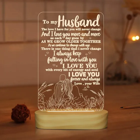 Regalo Esposa Mi Esposo Lampara Ilusion 3d Texto Ingl  I San