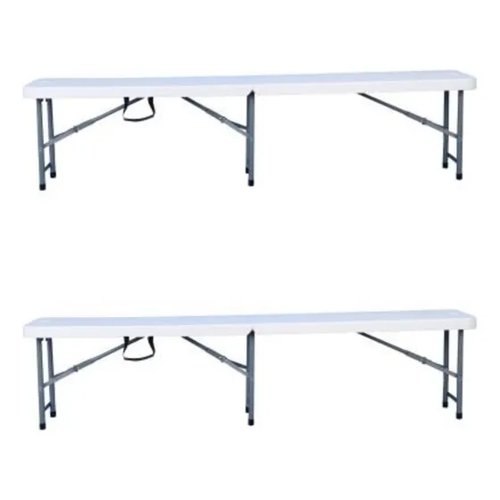 2 Bancas Rectangulares Plegable Estilo Portafolio Blanca