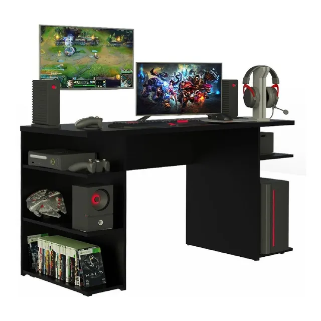 Escritorio Gamer Moderno Madesa para PC y Consola - Negro