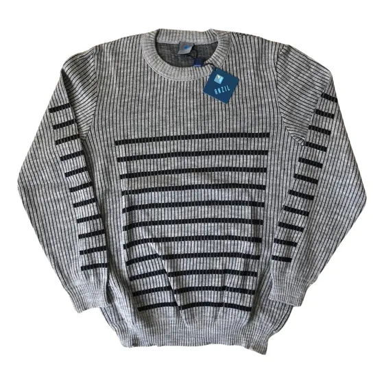 Suéter Tejido Cuello Giro Hombre (punto 2y1 Con Rayas)
