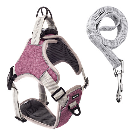 Coleira Peitoral Antipuxão Comfort Rosa Com Guia De Passeio Coleira Peitoral Antipuxão Comfort Rosa Com Guia De Passeio