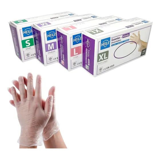 Guantes De Vinilo Caja 100 Unidades Desechable Tallas  L