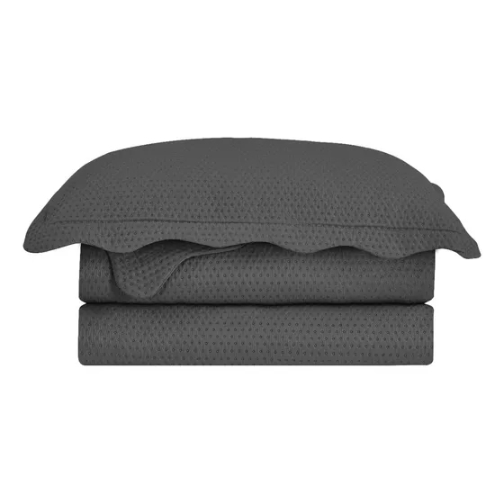 Kit Colcha E Fronha 3 Peças Bullet Queen Chumbo Camesa