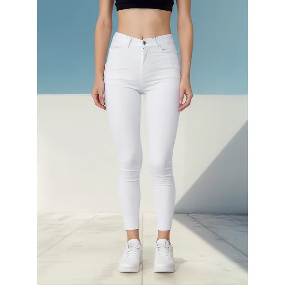 Pantalon Onyx Jean Chupin Tiro Alto Barbie Elastizado White