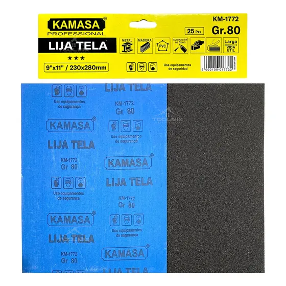 Pliego Lija De Tela Esmeril Al Agua 25 Pcs 230x280mm Kamasa 80