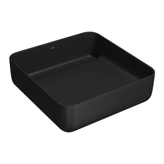 Bacha De Apoyo Cuadrada 40cm Negro Deca Loza Válvula Oculta