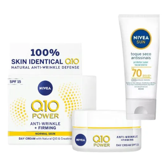 Nivea Kit Q10 Antiseñales Día,noche Y Protector Facial Solar