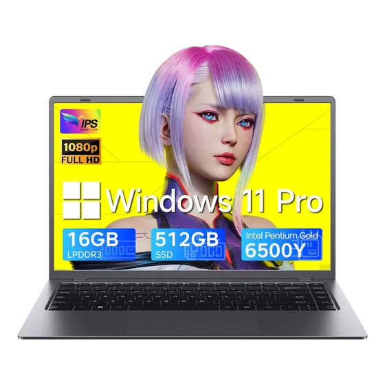 Notebook QaelixNote Win 14" Full HD con Intel Pentium Gold 6500Y, 16 GB de RAM y 512 GB SSD