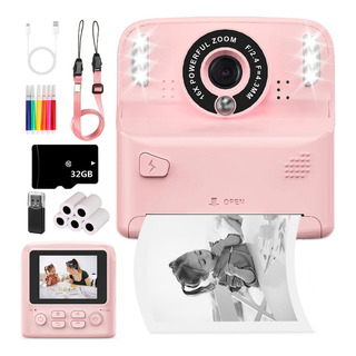 Cámara Instantánea Infantil Impresión Térmica Para Niños32gb Color Rosa Cámara Instantánea Infantil Impresión Térmica Para Niños32gb Color Rosa