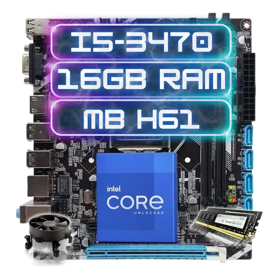 Kit Upgrade Intel Core I5-3470 16gb Ddr3 Placa Mãe H61