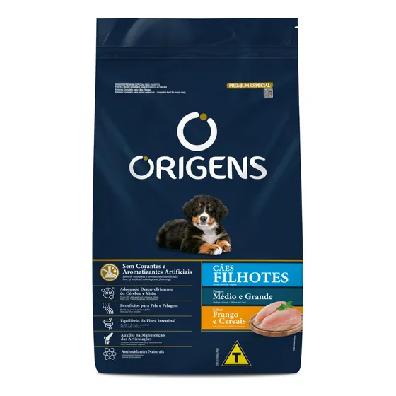 Ração Origens Filhotes Médio E Grande Frango E Cereais 15kg
