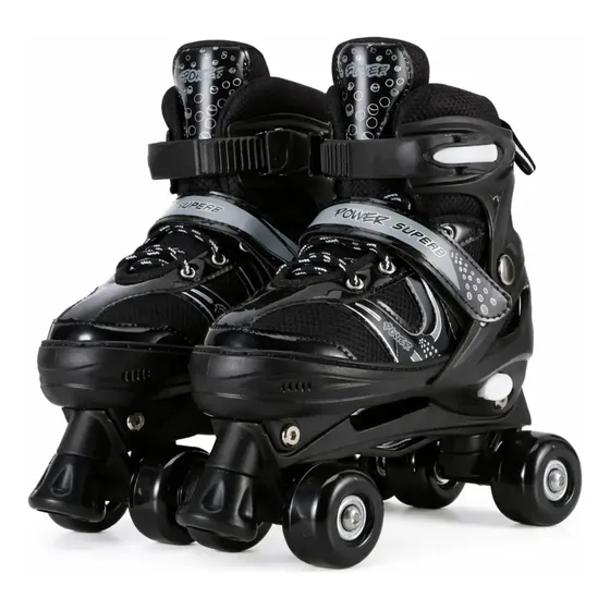 Patines 4 Ruedas Ajustable Artísticos Negro Para Niños Talle De Los Patines S