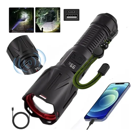 12000lm Linterna Led Táctica Recargable Con Sirena