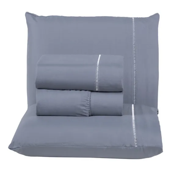 Conjunto Lençol Queen 4 Peças 400 Fios Ponto Palito Cama Box