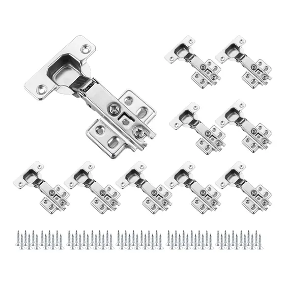 Pack 10 Bisagras Recta 35mm Para Muebles Puertas Armario De Madera Set Con 60 Tornillos