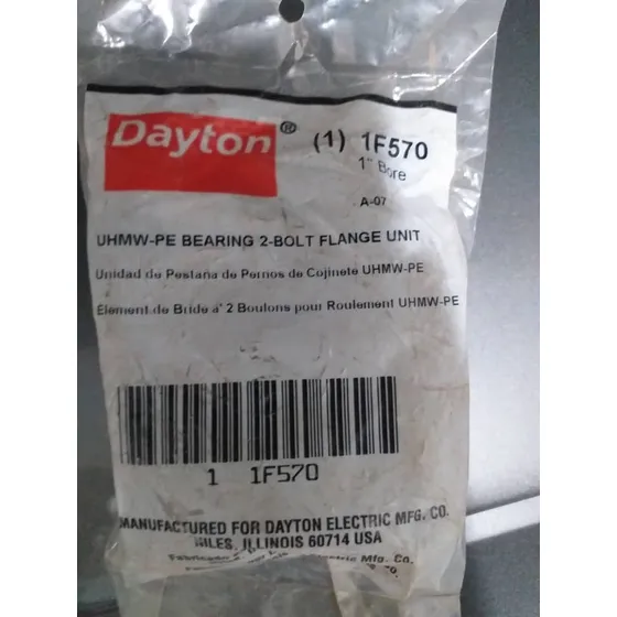 Dayton Rodamiento De Brida,2pernos,manga, 1  Diámetro- 1f570