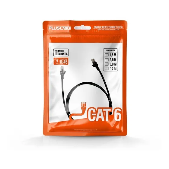 Cabo De Rede Cat6 5m Preto Plus Cable 5 Metros