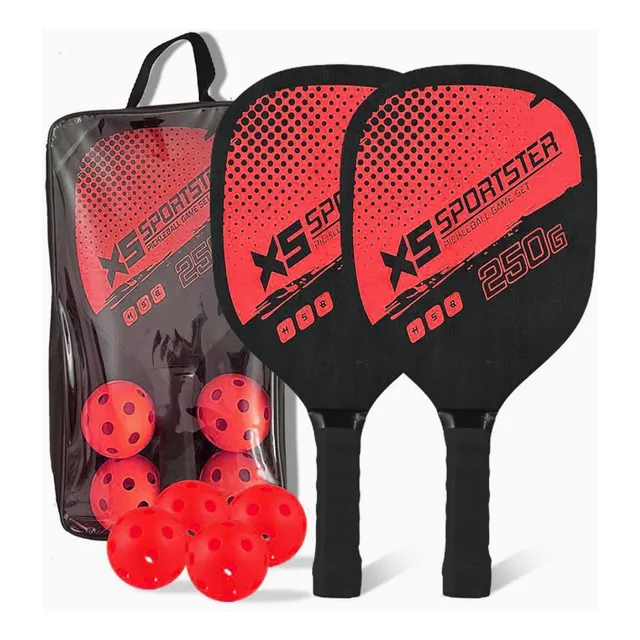 Raquetas Pickelball 4 Pelotas Y Bolso. Fibra + Polipropileno