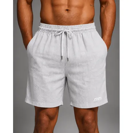Bermuda Linho Masculina Mauricinho Praia Social Casual Verao Cinza Lisa M