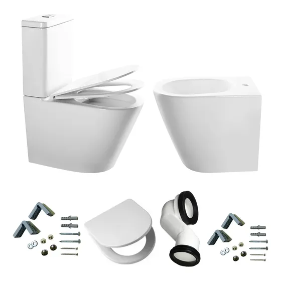 Set Combo Piazza Padova Inodoro Deposito Dual Bidet Tapa 