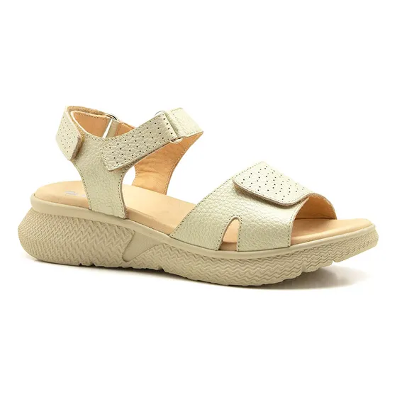 Sandalia Keady Cuero Genuino Ajustable Horma Ancha Confort