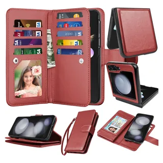 Funda Para Galaxy Z Flip 5 5g Wine Rojo Piel Sintetica Funda Para Galaxy Z Flip 5 5g Wine Rojo Piel Sintetica