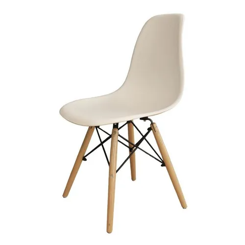 Silla Charles Eames blanca con patas de madera 82x47 cm