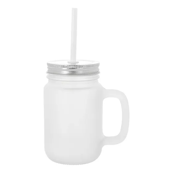 Jarro Shopero Mason Vidrio Con Bombilla 430ml Para Sublimar