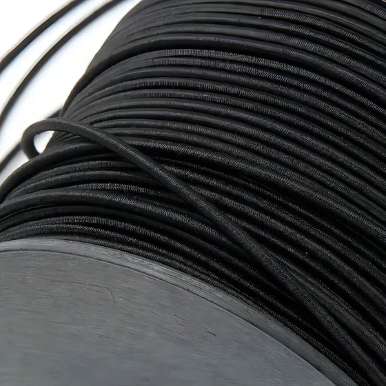 100m X 2mm - Elastico Roliço Preto - Tamanho Ideal Mascara Desenho do tecido Liso