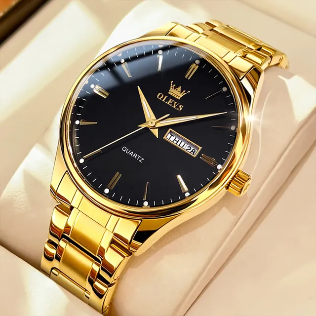 Olevs Relogio Masculino Pulseira De Aço Dourado Quartzo 6898