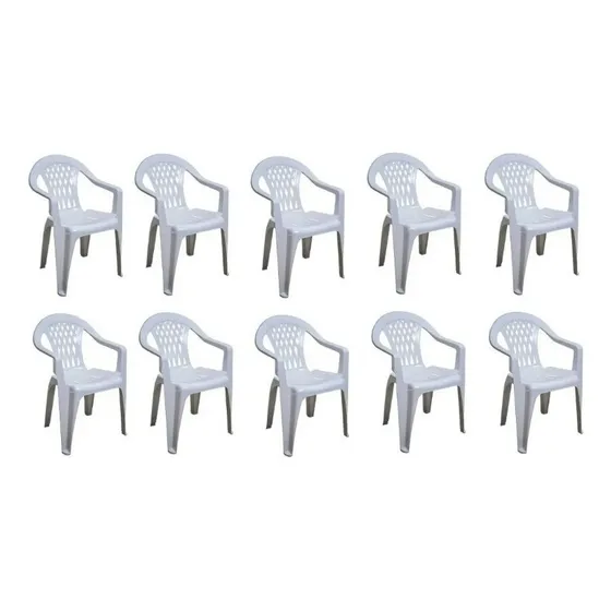 Sillas Jardin Plasticas Reforzadas Apilables Mica Pack 10 Ct Color Blanco