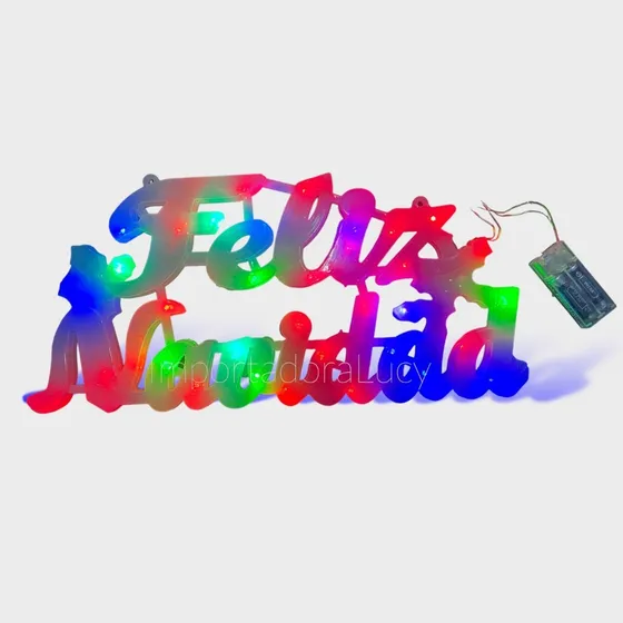 Letrero Luminoso De Feliz Navidad Luces Led Colores 43x21cm